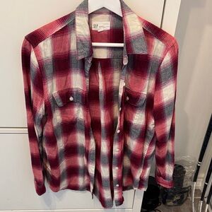 GAP Red and Gray Plaid Shirt